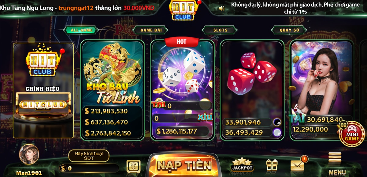 giao diện game hitclub